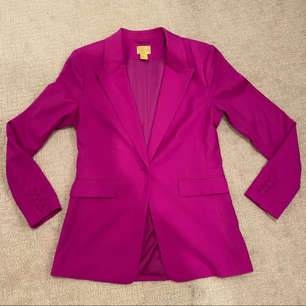 H&M fuchsia pink suit blazer and trousers